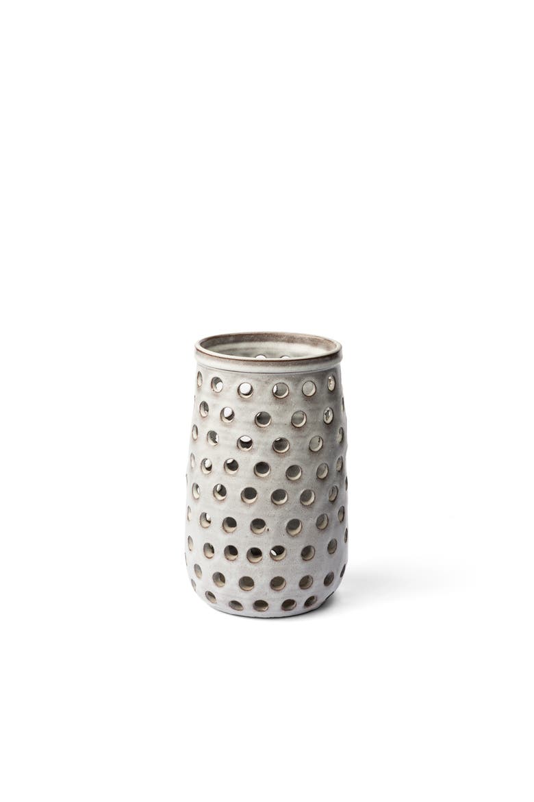 Canasta Ceramic Decorative Vase, Main, color, White