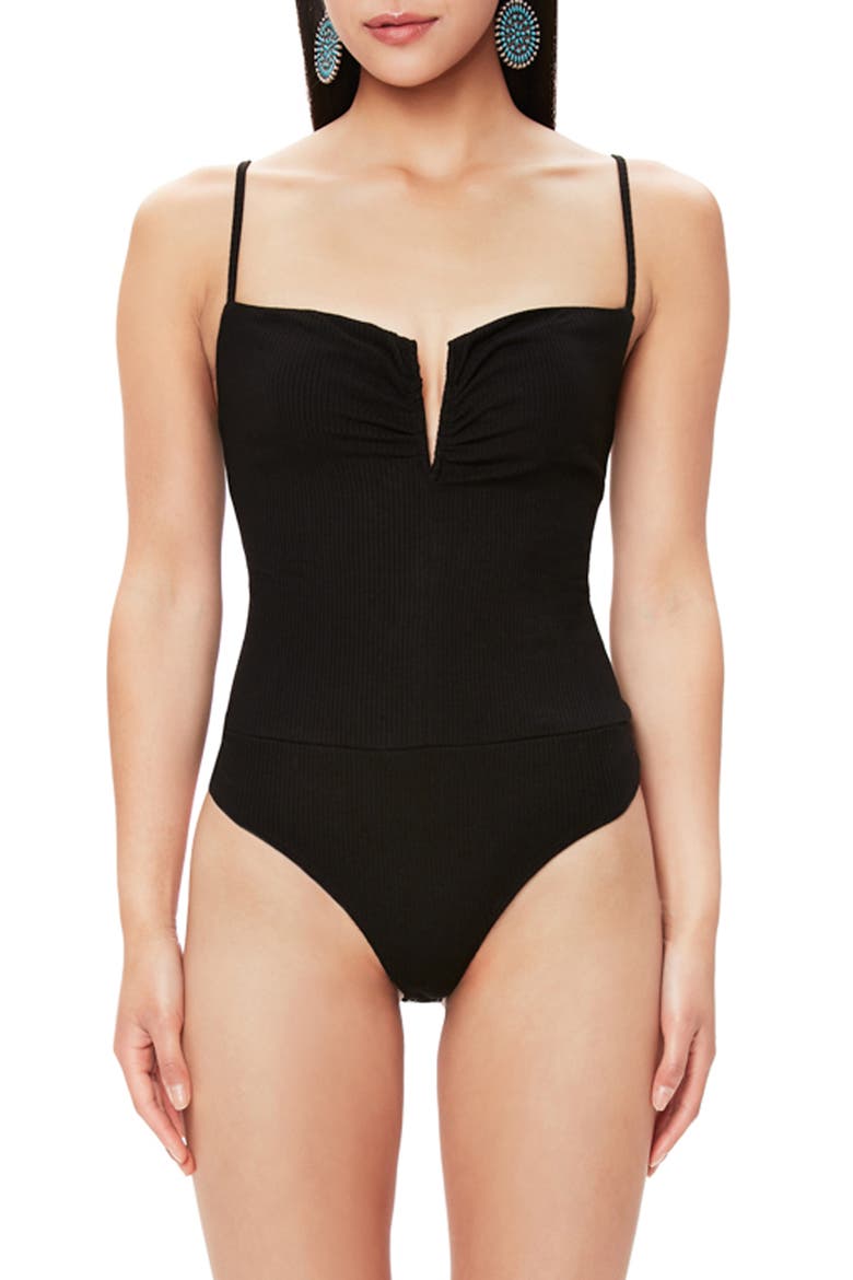 Tizy Thong Bodysuit, Alternate, color, NOIR