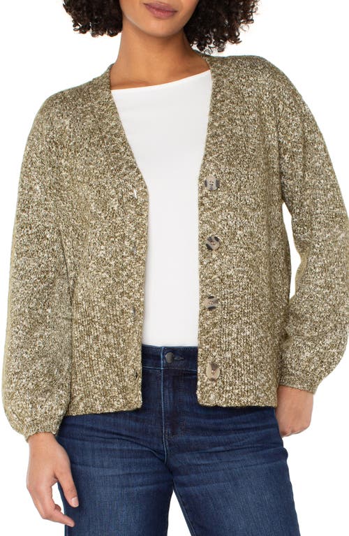 Liverpool Los Angeles Mélange V-neck Blouson Cardigan In Brown