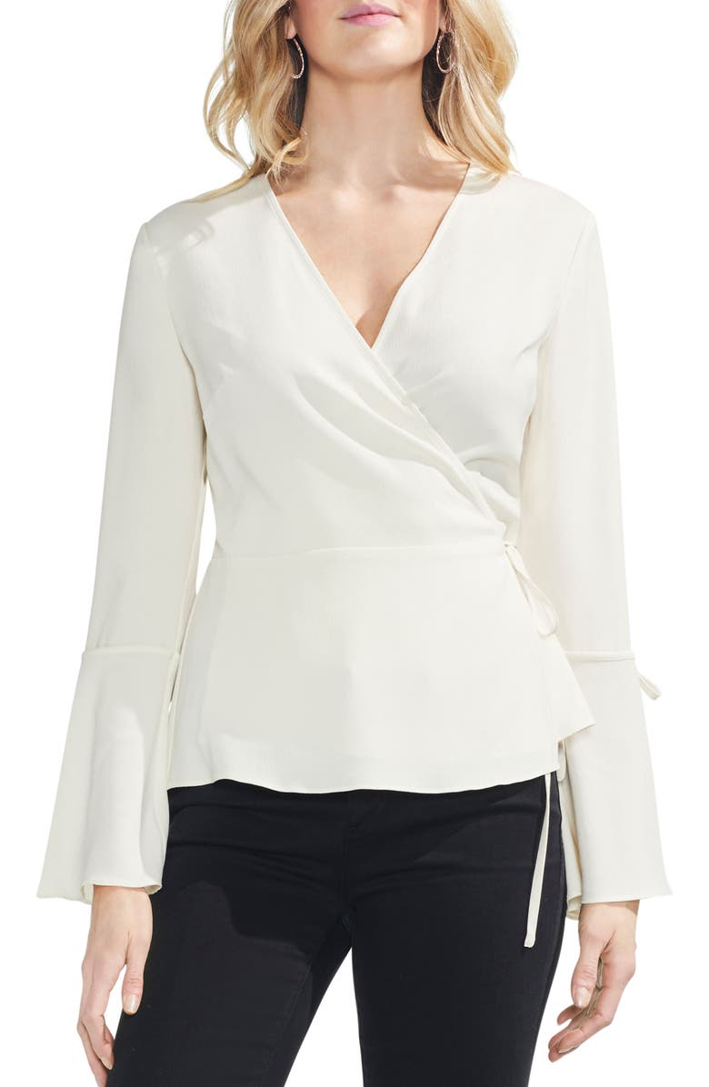 Vince Camuto Crepe Wrap Blouse, Main, color, 