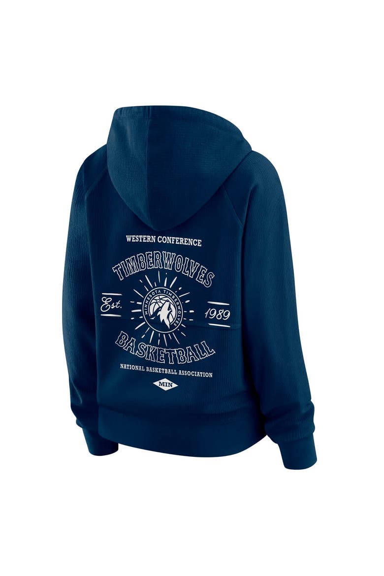 Women's WEAR by Erin Andrews Navy Minnesota Timberwolves Vintage Full-Zip Raglan Hoodie, Alternate, color, Navy