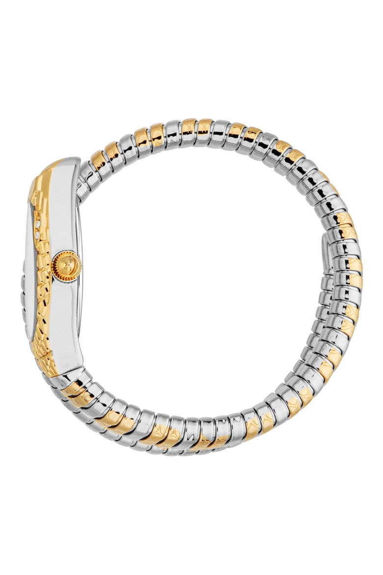 Snake Two-Tone Wraparound Bracelet Watch, 20mm x 34.5mm, Alternate, color, TWO TONE SILVER / GOLD