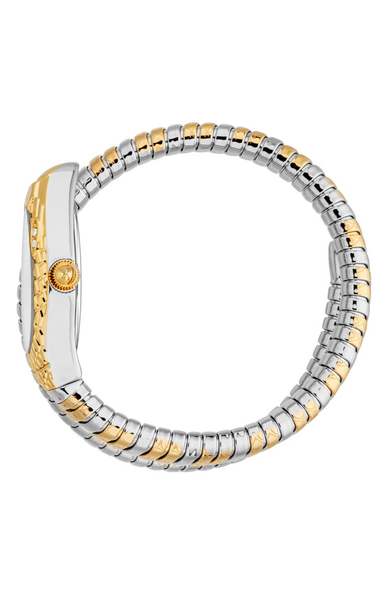Just Cavalli Snake Two-Tone Wraparound Bracelet Watch, 20mm x 34.5mm, Alternate, color, Two Tone Silver / Gold