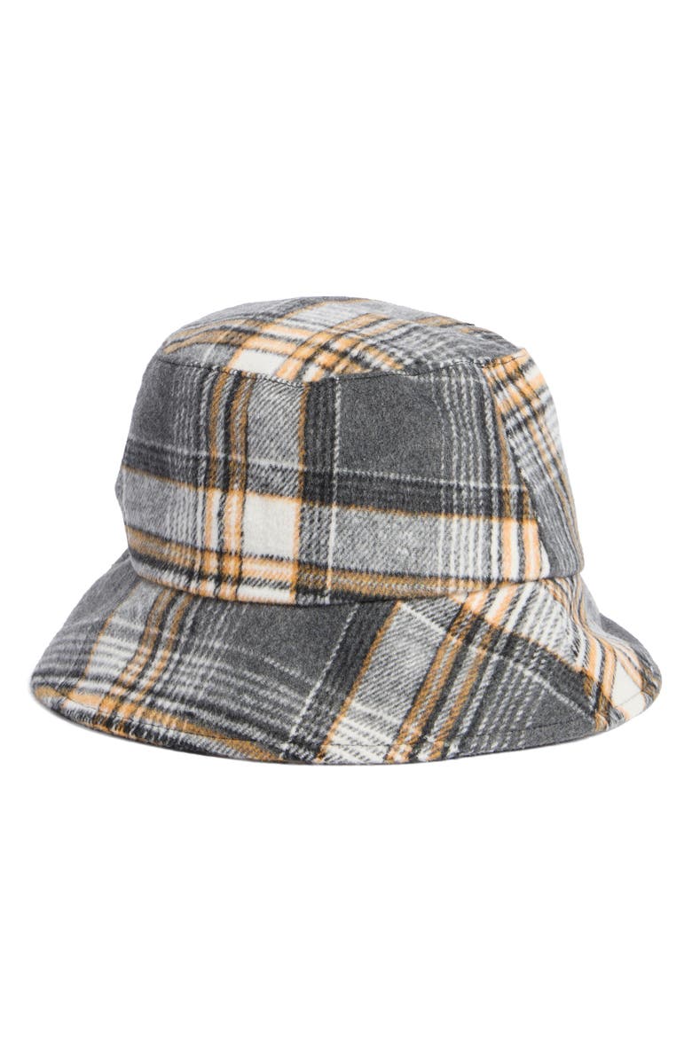 Steve Madden Tartan Plaid Bucket Hat, Alternate, color, Neutral