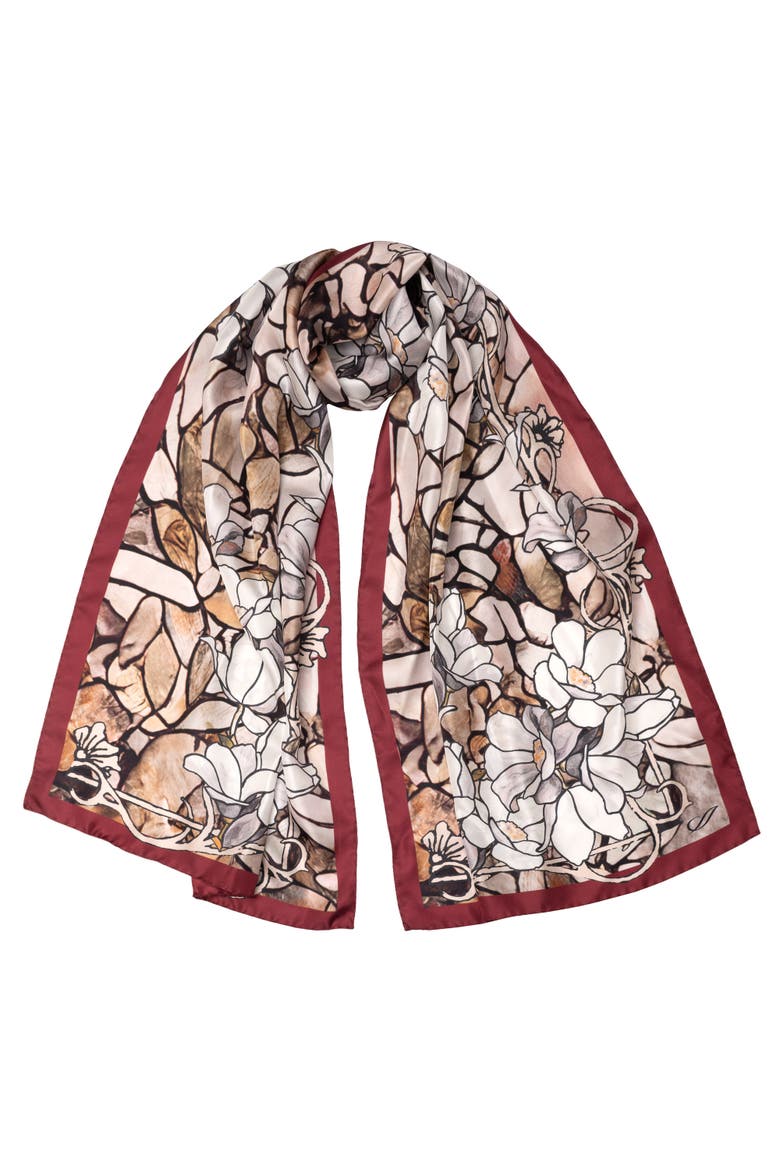 Tiffany - Long Silk Scarf for Women, Main, color, Forest Oak