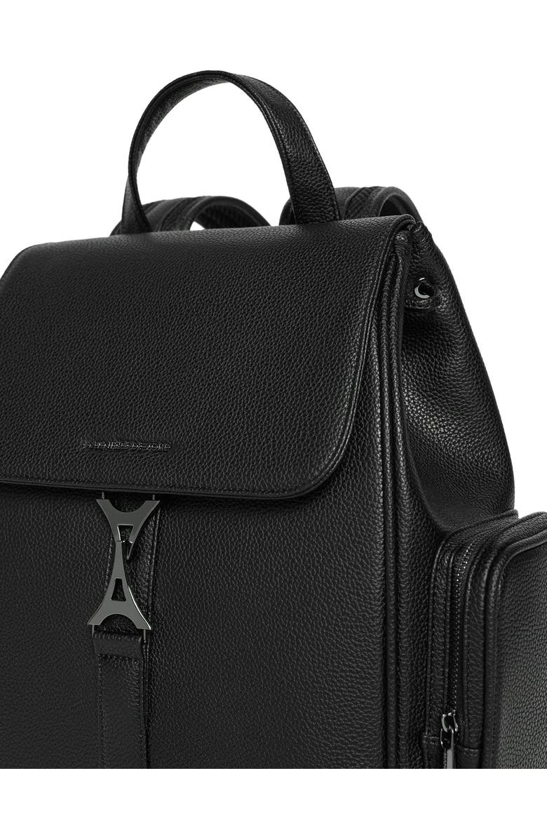 Manière De Voir Maloe Pebbled Leather Eiffel Clasp Backpack, Alternate, color, Black