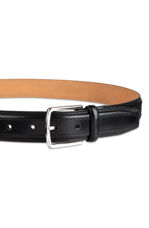 Cole Haan Stitched Leather Belt In Black