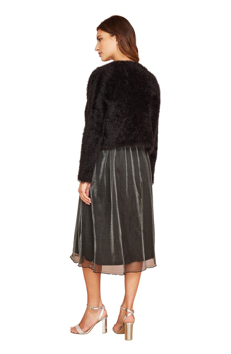 Yumi Eyelash Knit Bolero, Alternate, color, Black