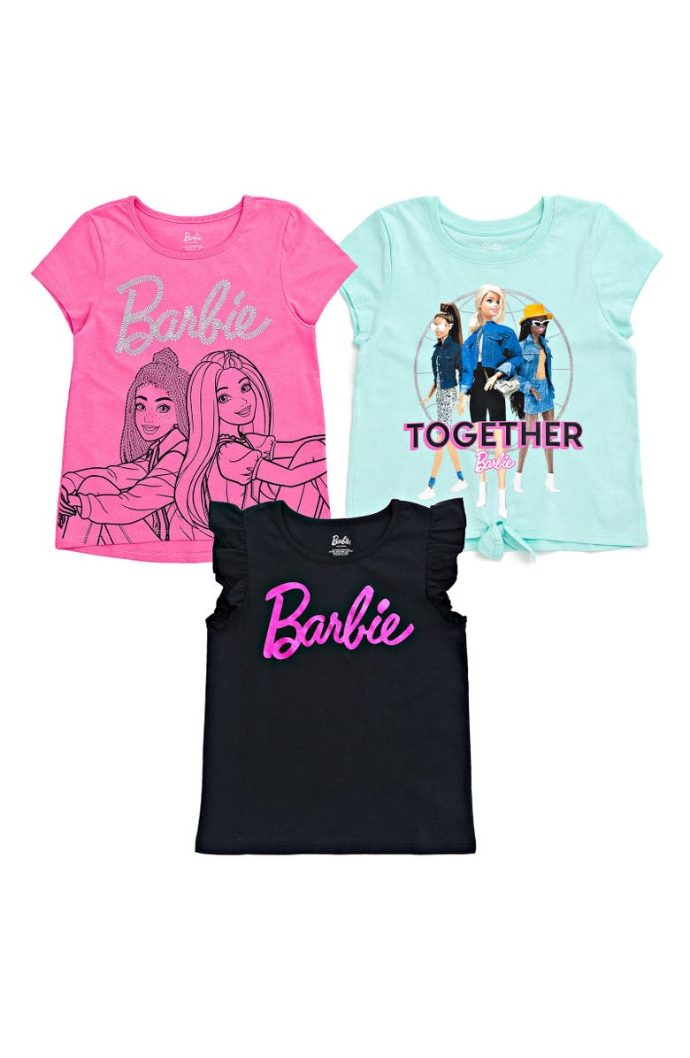 Barbie 3-Pack T-Shirts, Main, color, Blue / Pink / Black