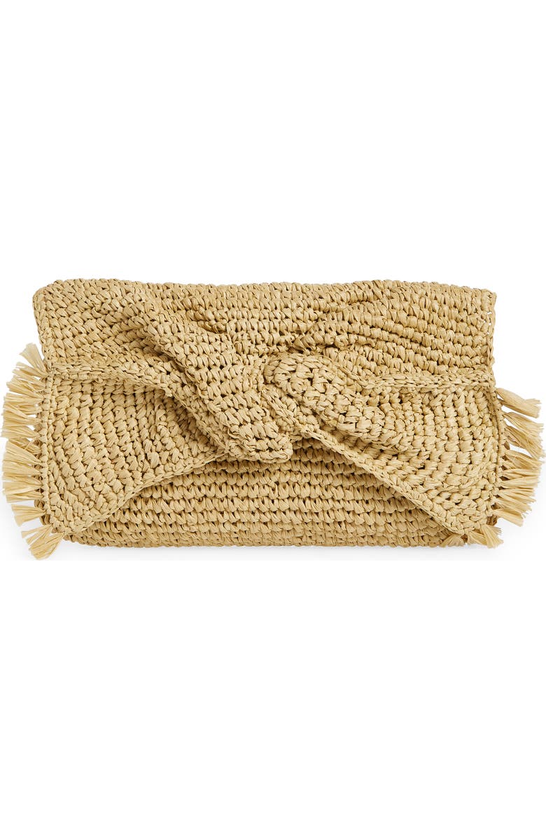 Anya Hindmarch Bow Crocheted Raffia Clutch, Main, color,