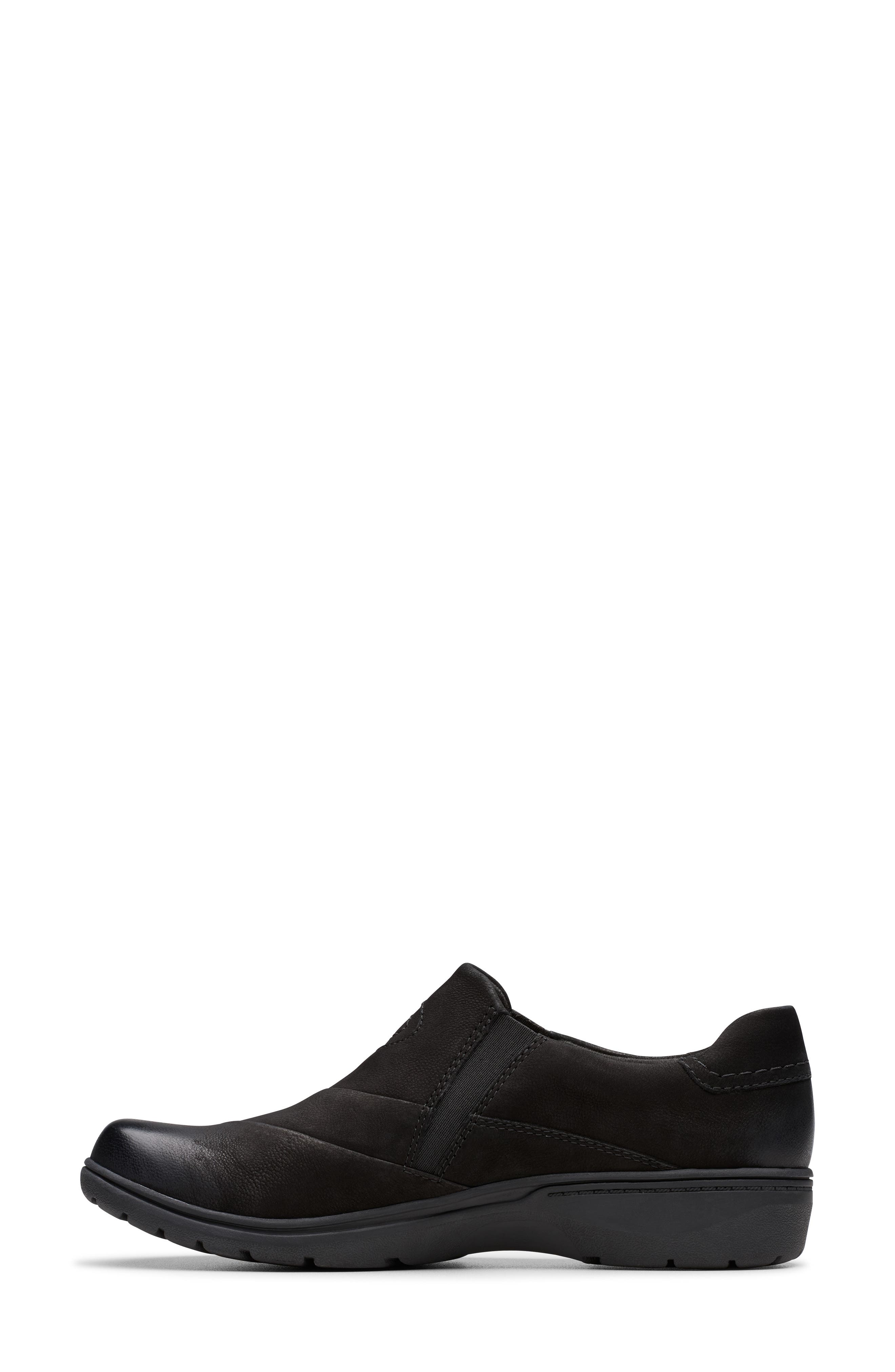 Clarks<sup>®</sup> Carleigh Abby Slip-On Shoe, Alternate, color, Black Nubuck