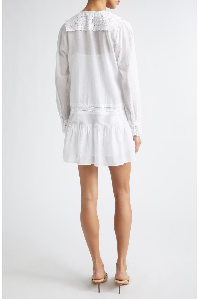 Marguerite Embroidered Eyelet Long Sleeve Dress, Alternate, color, WHITE