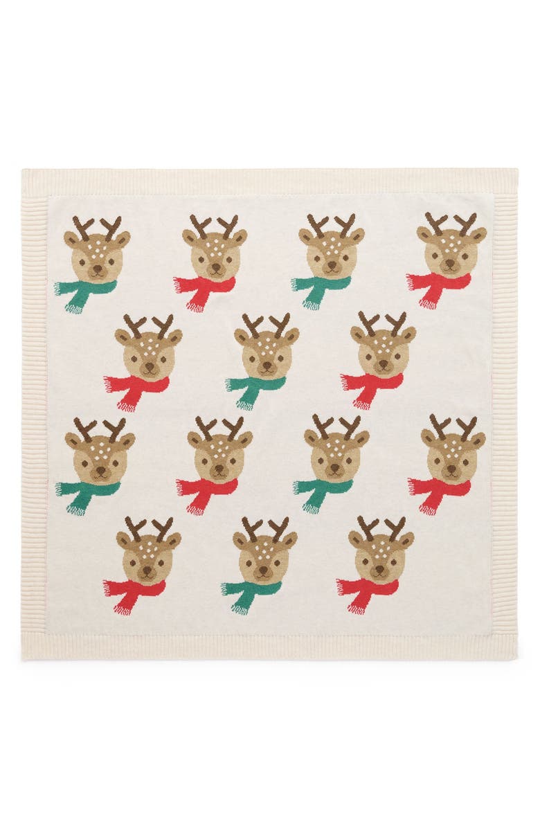 Purebaby Christmas Jacquard Blanket, Main, color, Festive Deer Jacquard