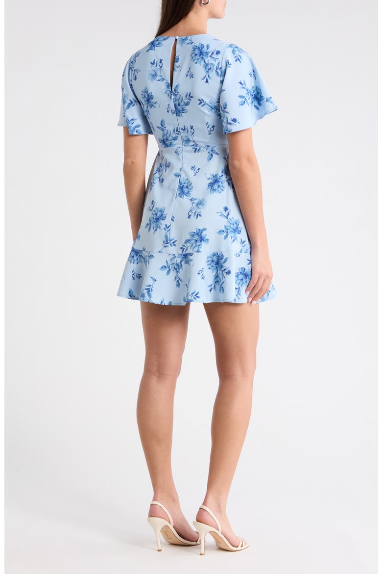 Floral Print Ruffle Hem Dress, Alternate, color, BLUE