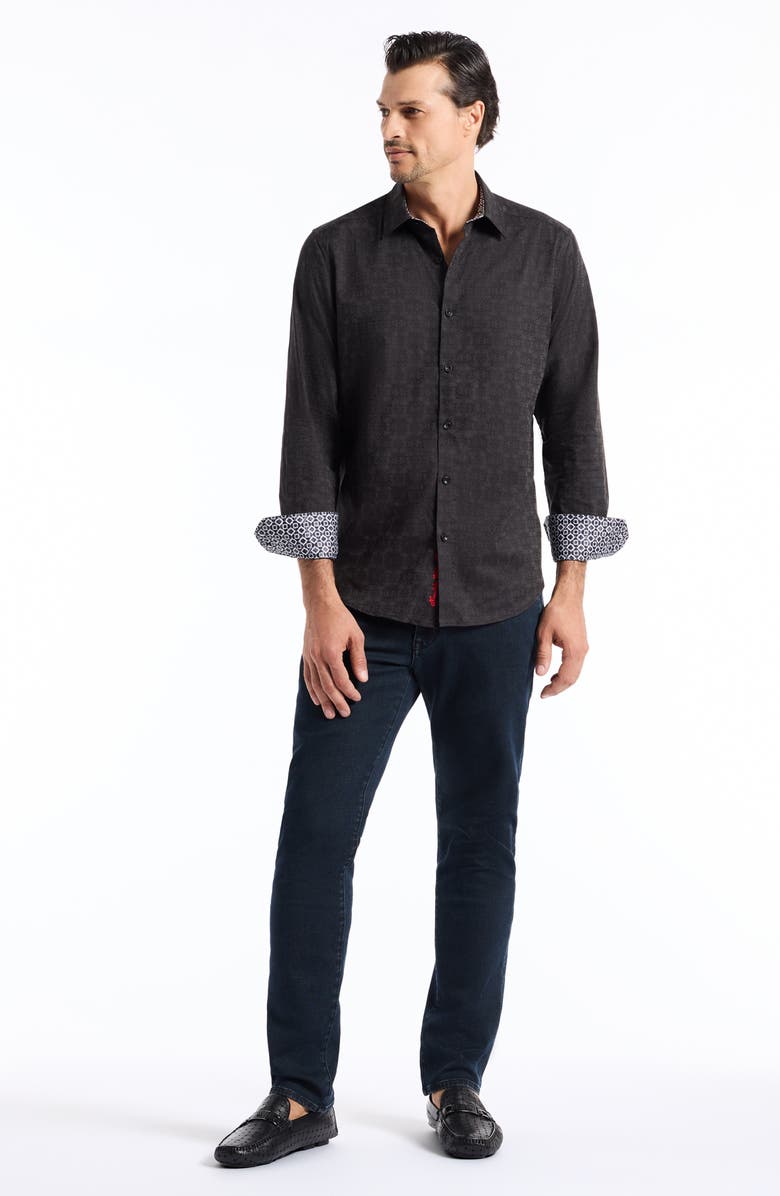 Robert Graham Stellman Cotton Dress Shirt, Alternate, color, Black