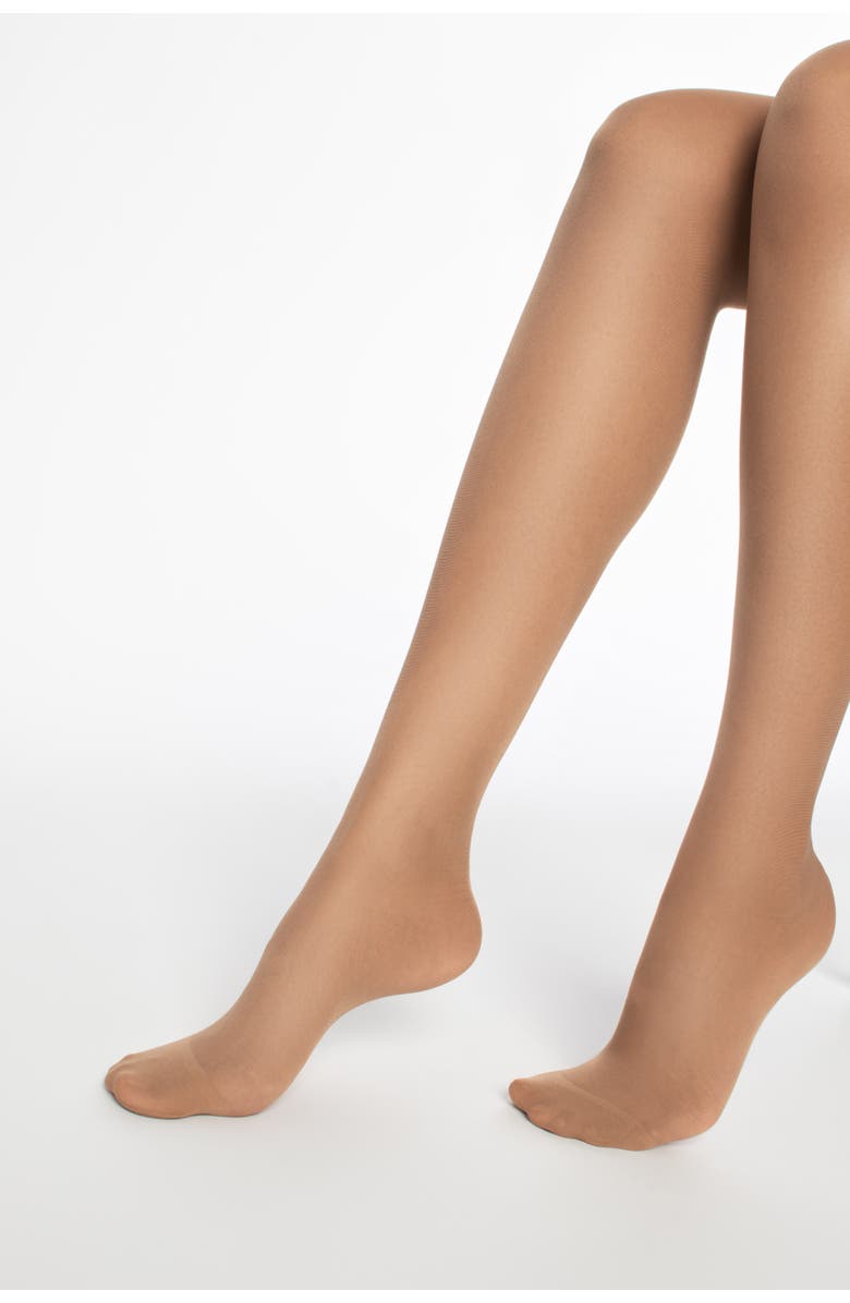 SKYTIGHTS CabinComfort 70 Denier Sheer Compression Tights Skin Tone and Black Shades, Alternate, color,