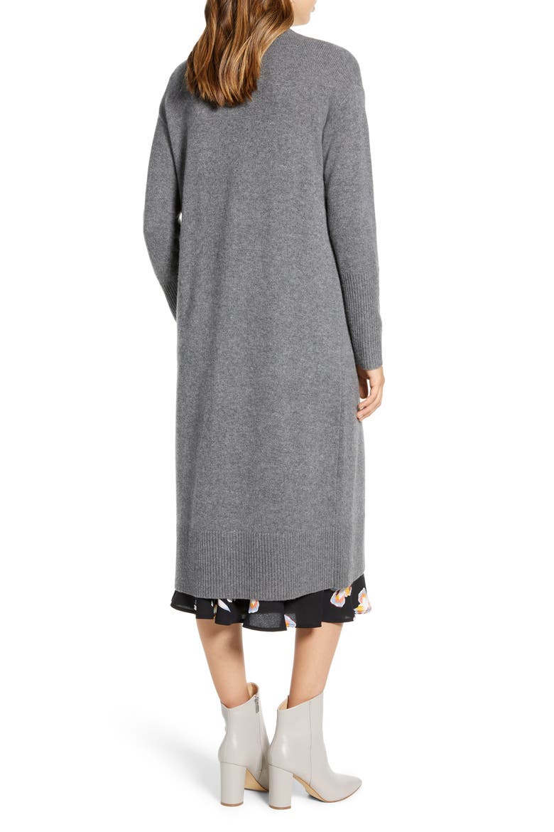 Wool & Cashmere Long Cardigan, Alternate, color, HEATHER DARK GREY