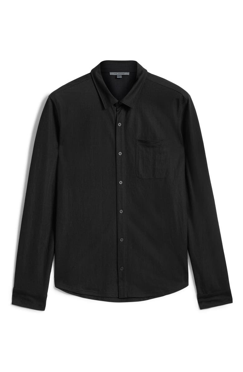 John Varvatos McGiles Piqué Knit Button-Up Shirt, Alternate, color, Black