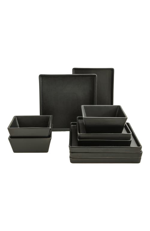 Stone Lain Grace Stoneware 12-piece Dinnerware Set In Black