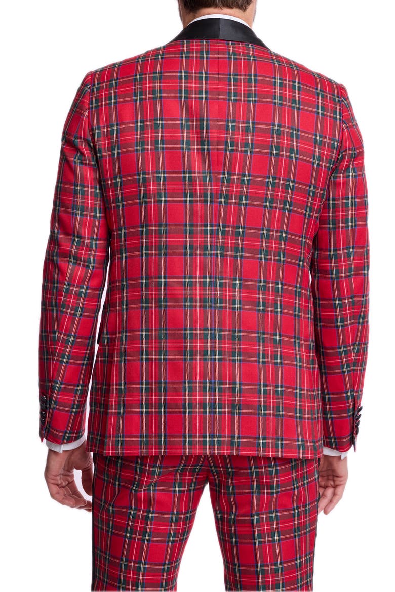 Osborne Shawl Collar Tuxedo Jacket, Alternate, color, RED ROYAL TARTAN