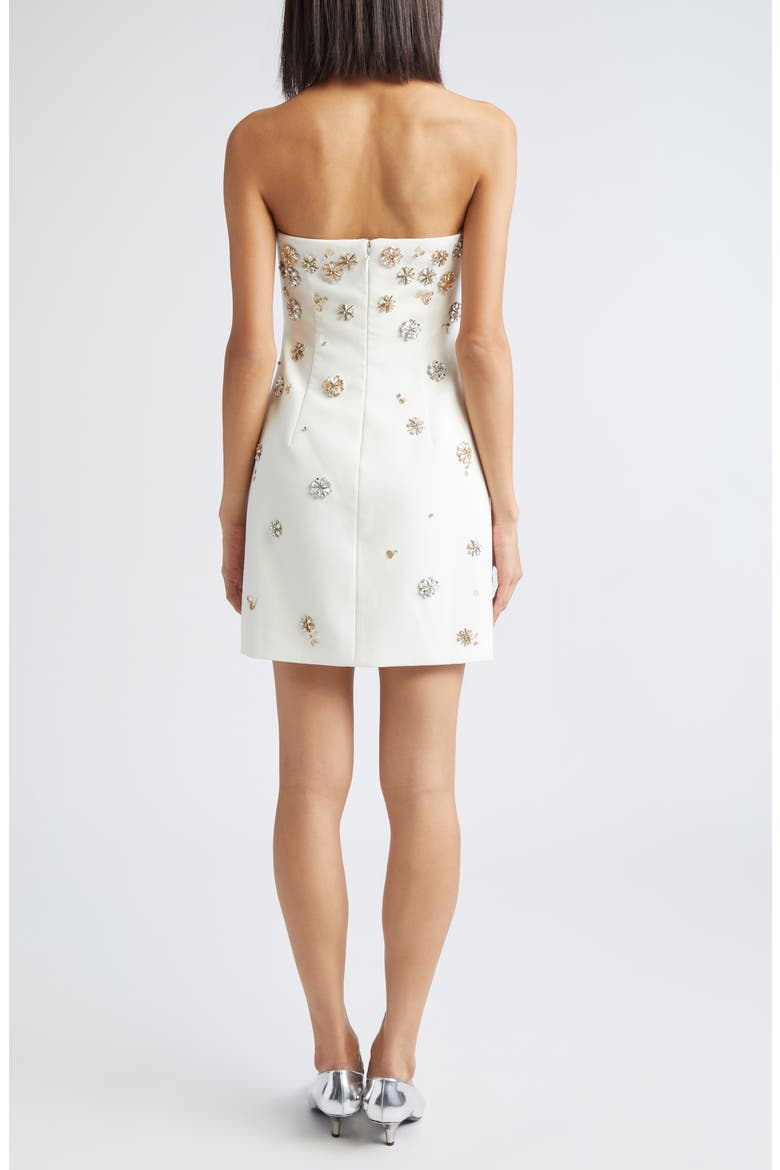 Samia Tumbling Crystal Flowers Strapless Dress, Alternate, color, IVORY