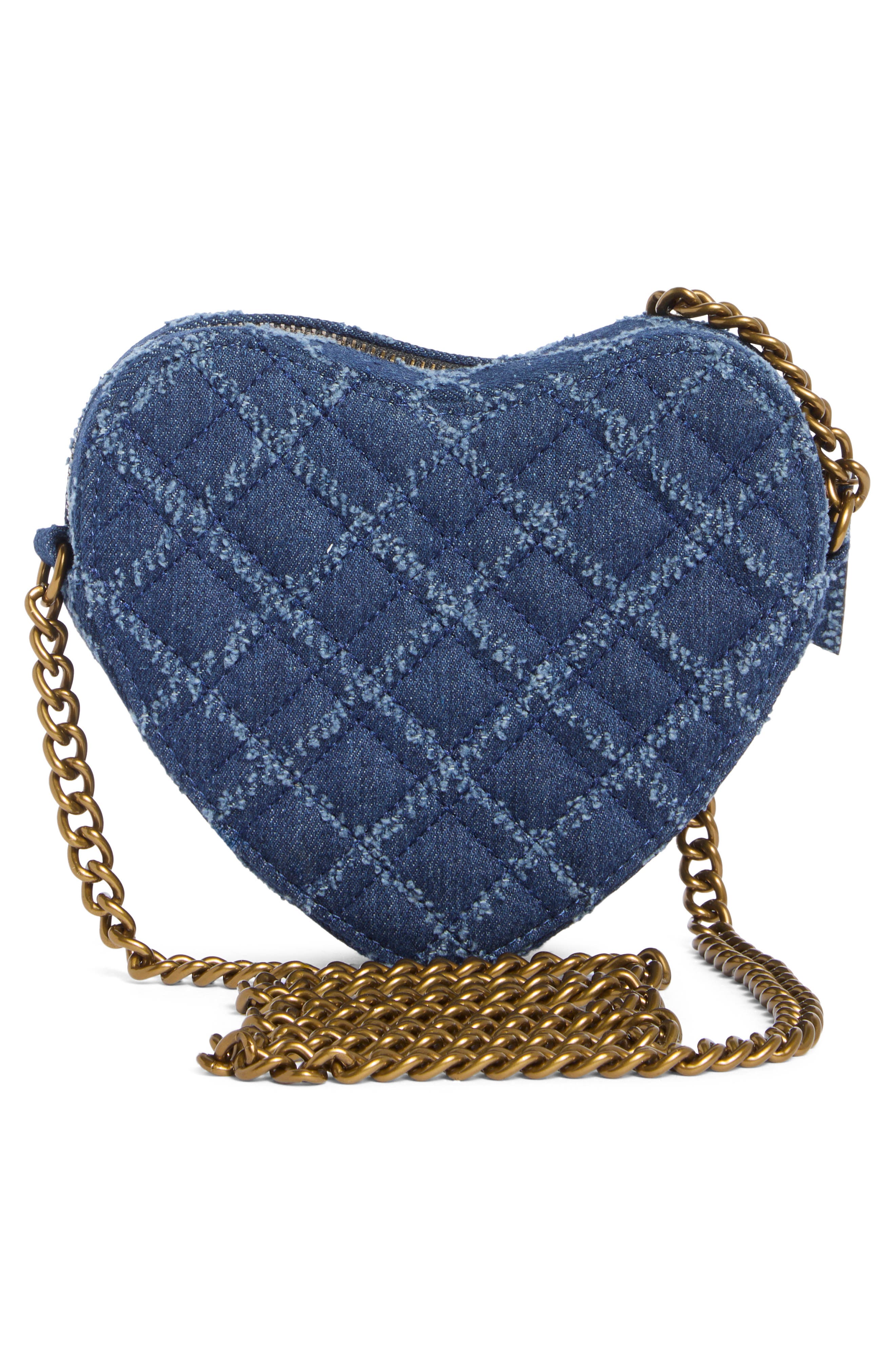 Kurt Geiger London Brixton Heart Quilted Crossbody Bag, Alternate, color, Denim