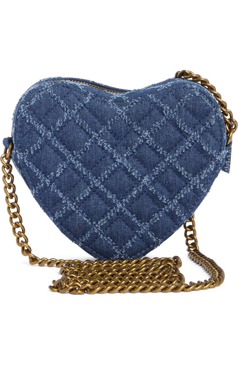 Kurt Geiger London Brixton Heart Quilted Crossbody Bag, Alternate, color, Denim