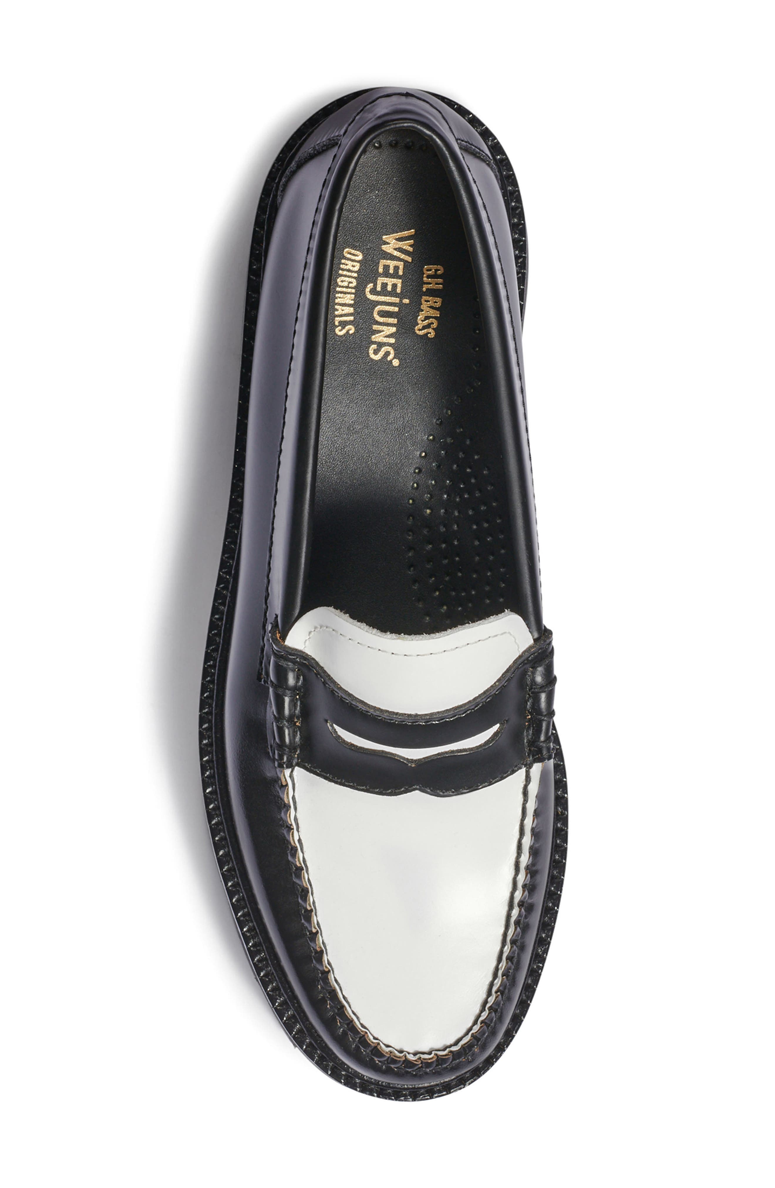 G.H.BASS Whitney Super Lug Sole Penny Loafer, Alternate, color, Black/ White