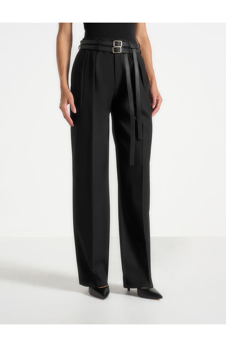 Manière De Voir Pascale Tailored Twin Belt Trousers, Alternate, color, Black