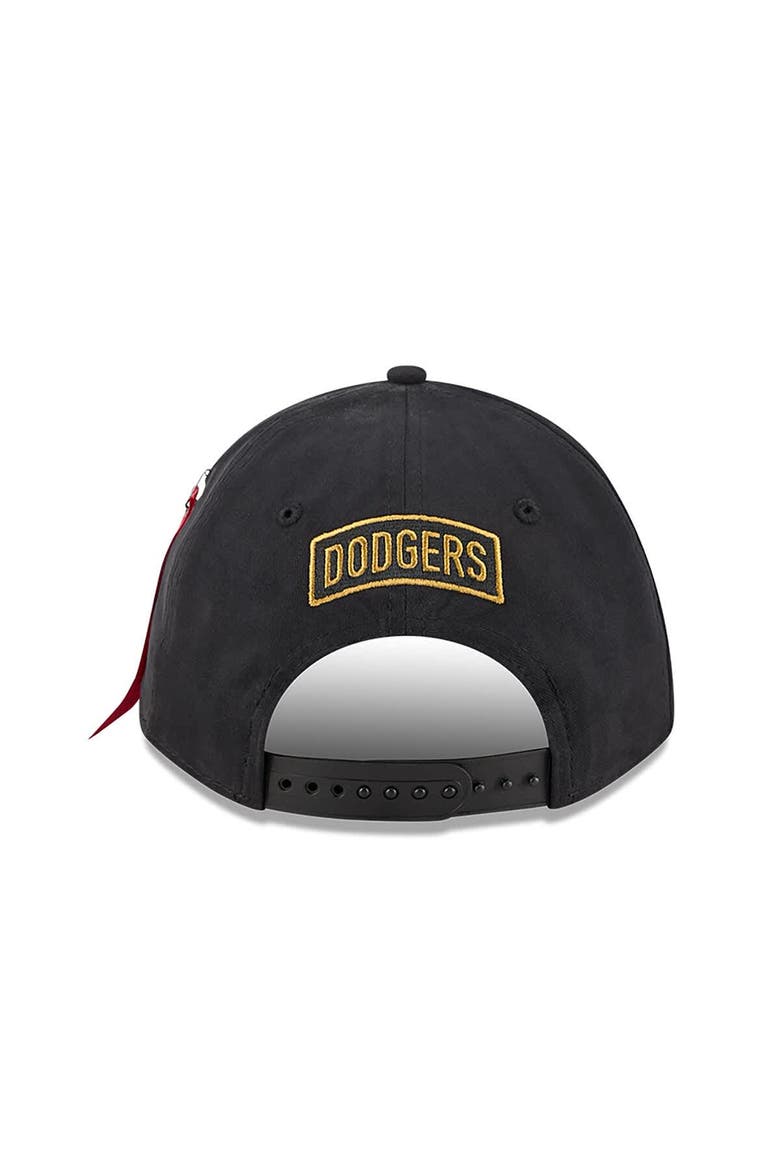 Men's New Era x Alpha Industries  Black Los Angeles Dodgers A-Frame 9FORTY Adjustable Hat, Alternate, color, Black