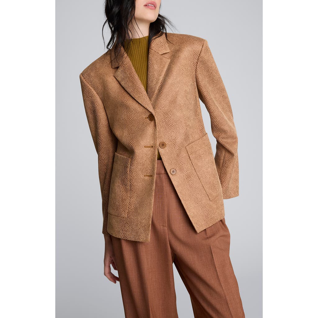 Kenneth Cole Snake Embossed Three Button Contoured Jacket In Brown