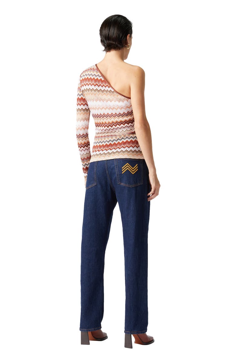Missoni One-shoulder Top With Serrated Lamé Zigzag Pattern And Ribs, Alternate, color, Multicoloured