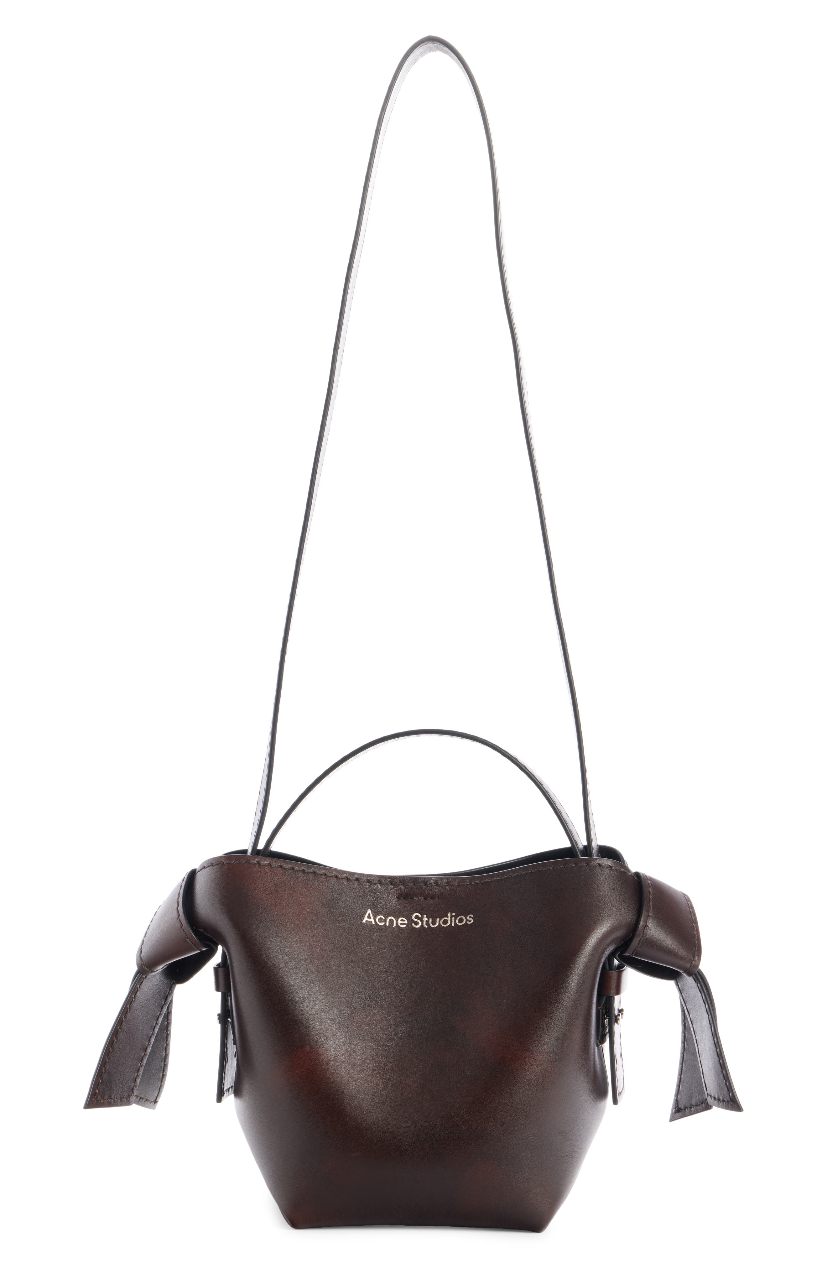 Acne Studios Mini Musubi Leather Bucket Crossbody Bag, Alternate, color, 