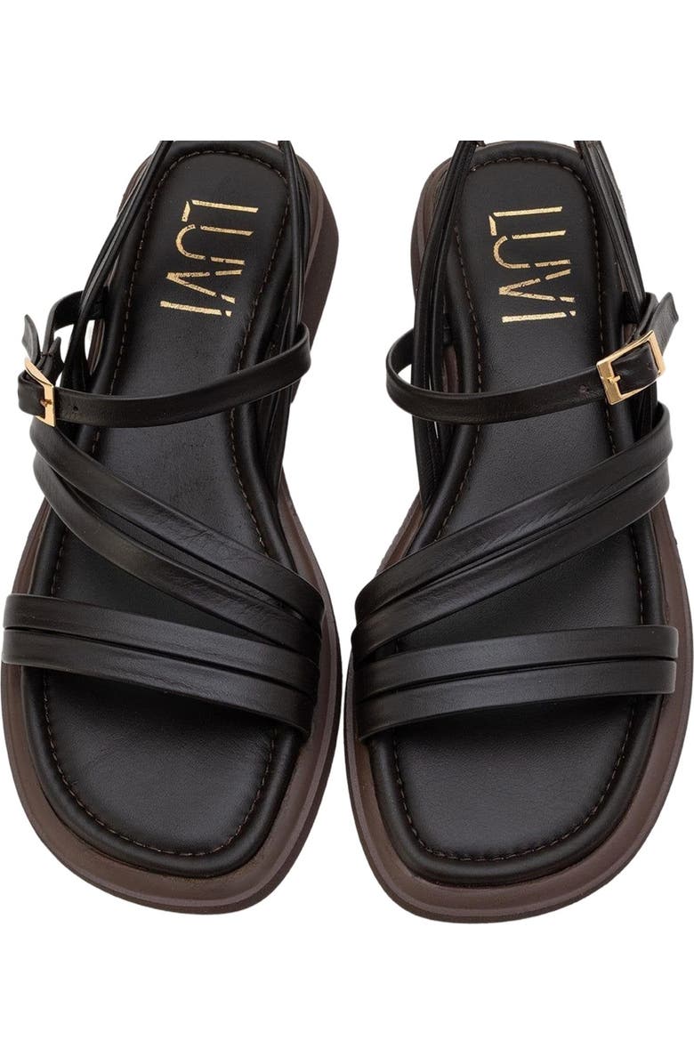 Forever & Always Shoes Cesar Leather Sandals, Alternate, color, Dark Brown Leather