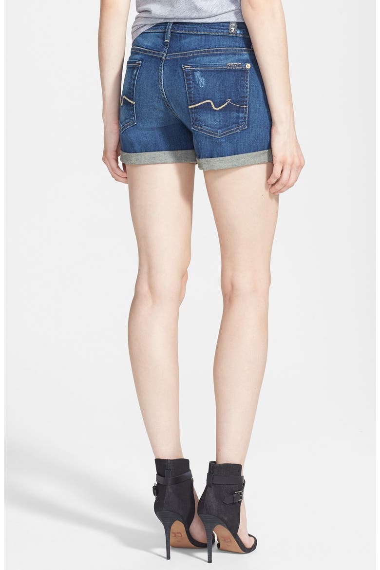 7 For All Mankind® Roll Cuff Denim Shorts, Alternate, color, AUTHENTIC TRUE BLUE