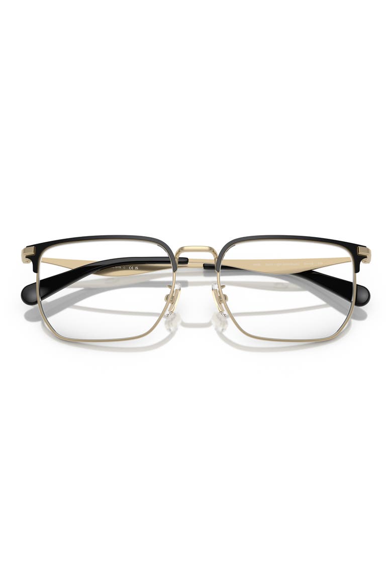57mm Rectangular Optical Glasses, Alternate, color, GOLD / BLACK / DEMO LENS