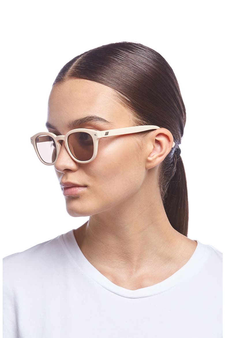 Conga 49mm Round Sunglasses, Alternate, color, IVORY/ MOCHA