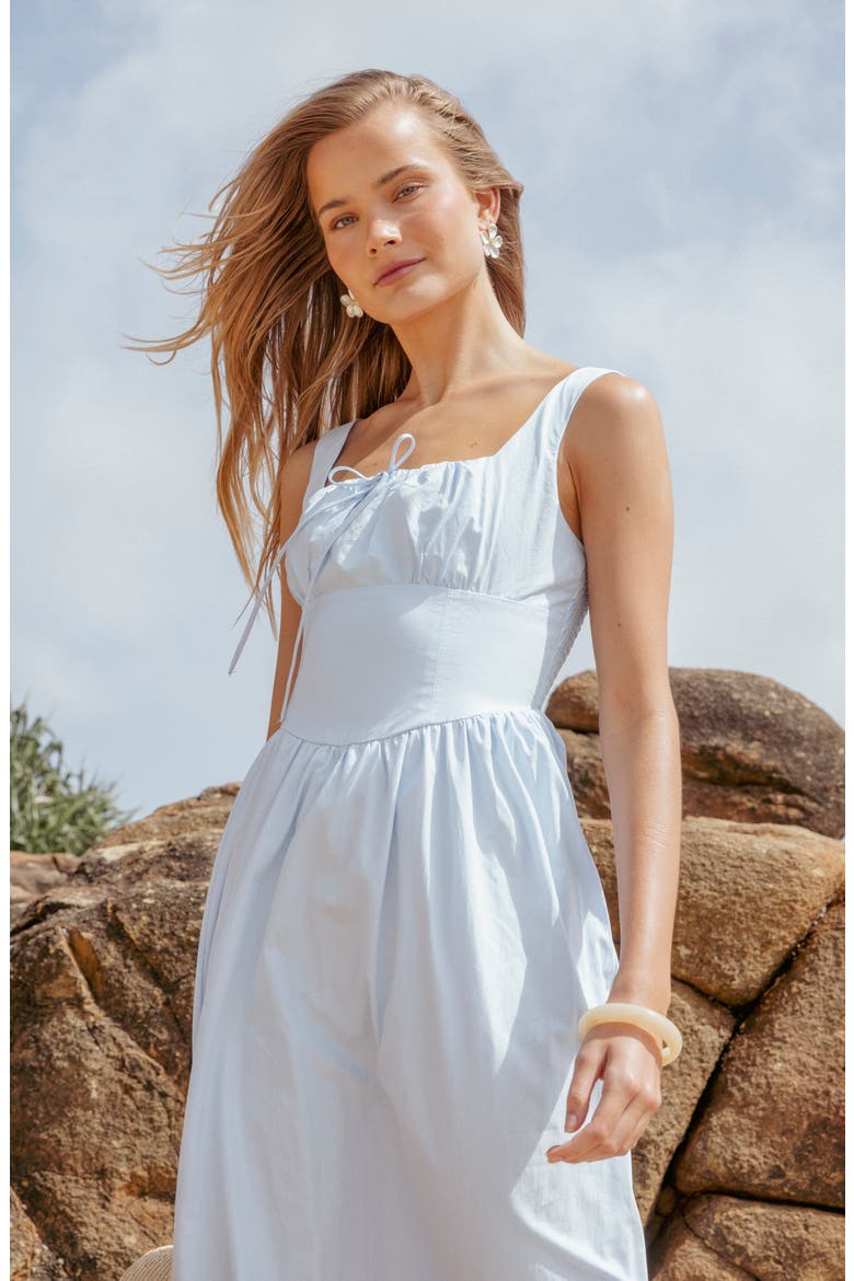 Kinslee Corset Cotton Blend Midi Dress, Alternate, color, BLUE