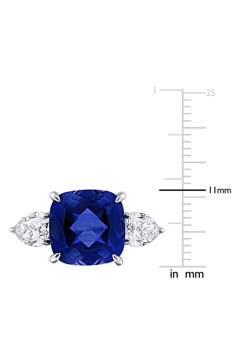 Lab-Created Sapphire & Diamond 3-Stone Ring 18k, Alternate, color, Sapphire