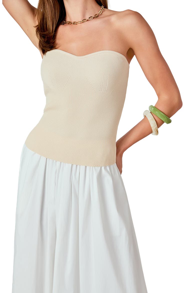 Strapless Rib Top, Alternate, color, BEIGE