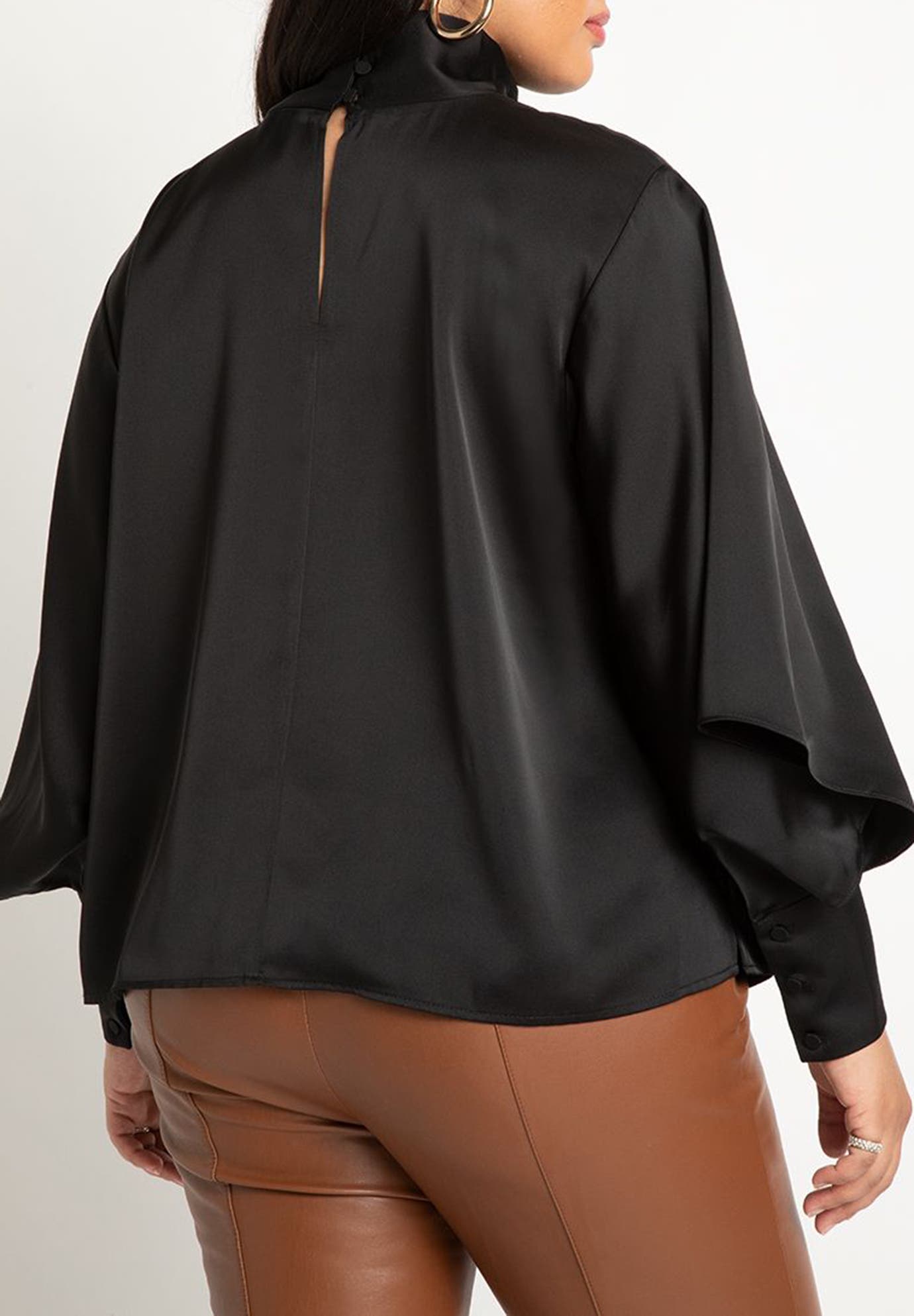 Draped Neck Satin Blouse - image 2