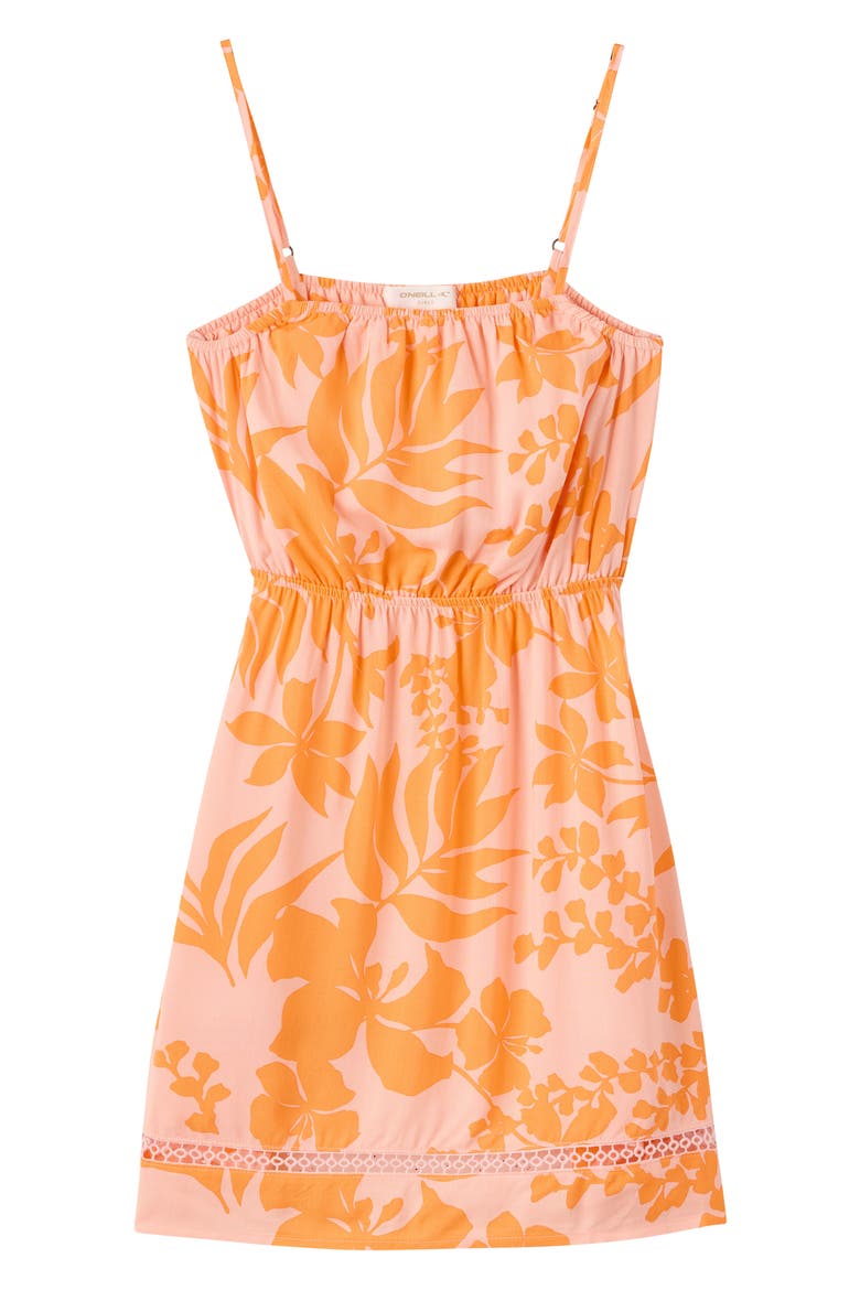 Kids' Alden Tropical Dropout Dress, Main, color, PEACH LIGH