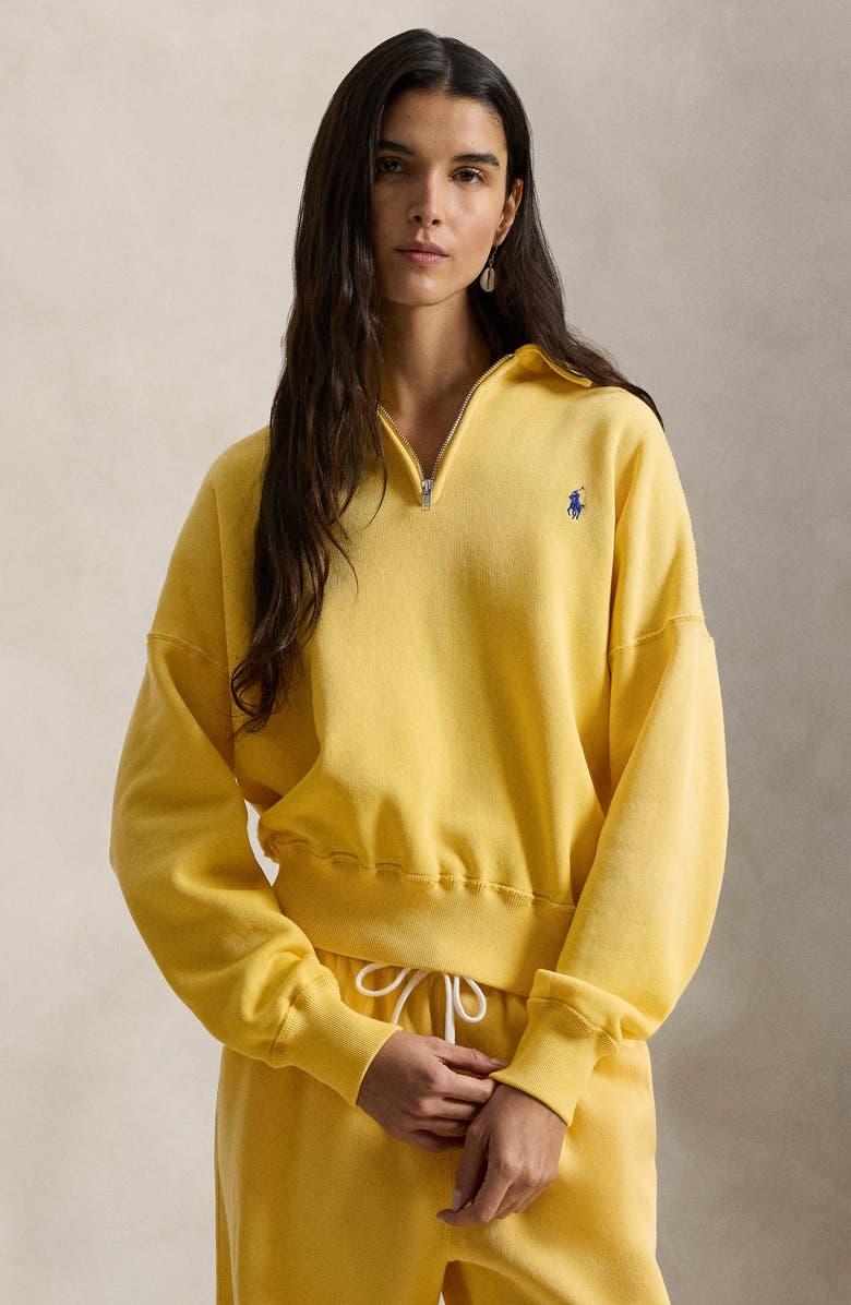 Polo Ralph Lauren Fleece Quarter Zip Pullover, Alternate, color, Collegiate Yellow