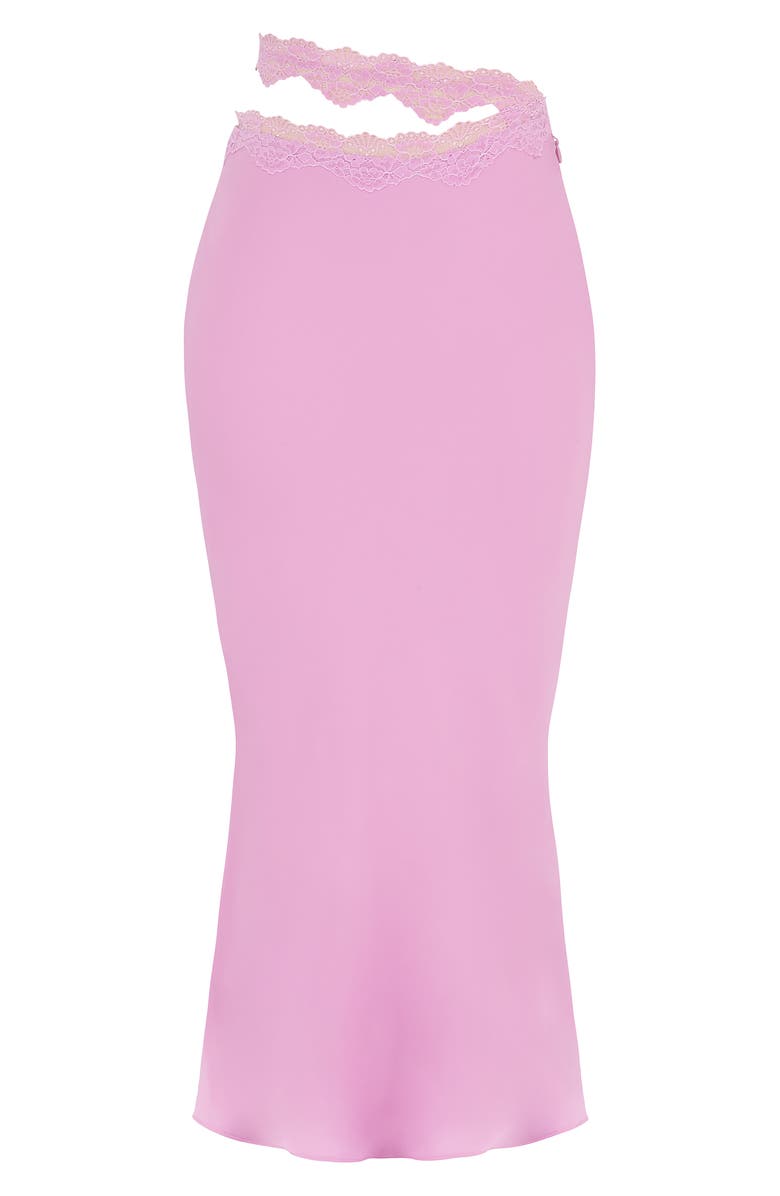 HOUSE OF CB Mathilda Lace Trim Satin Maxi Skirt, Main, color, 