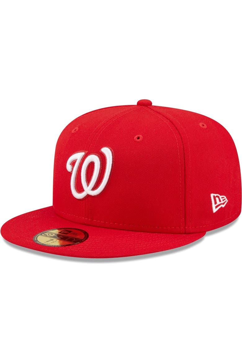 Men's New Era Red Washington Nationals White Logo 59FIFTY Fitted Hat, Main, color, Red