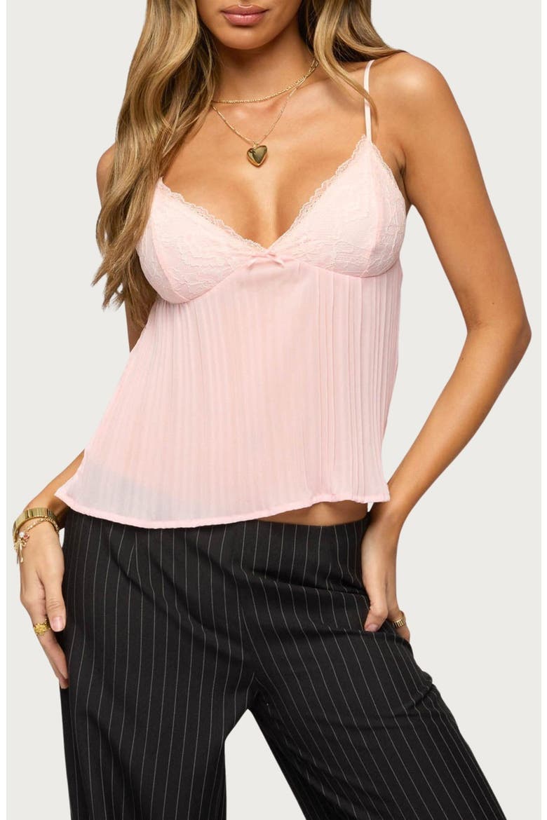 Rhian Lace Pleated Camisole, Main, color, LIGHT-PINK