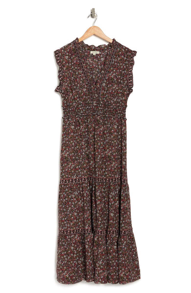 MAX STUDIO Sleeveless Smocked Floral Print Tiered Maxi Dress, Alternate, color, 