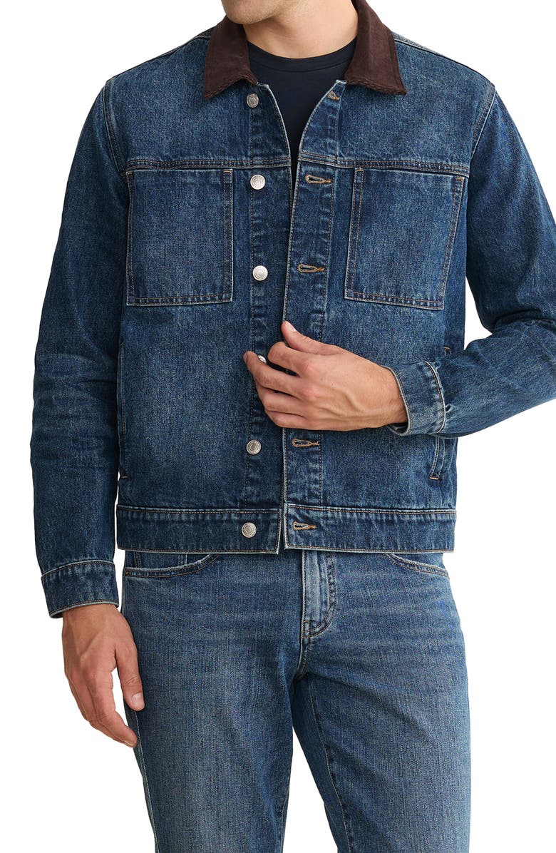 WARP+WEFT SEA Denim Jacket with Corduroy Collar, Main, color, Hawthorne