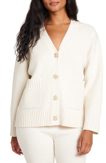 Splendid X Cella Jane Button Front Cardigan Snow In White