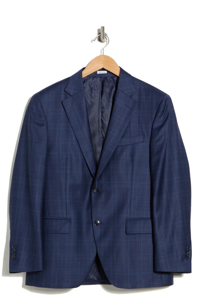 Peter Millar Flynn Classic Fit Plaid Wool Sport Coat, Main, color, Blue